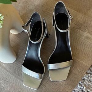 Nordstrom Silver Ankle-Strap Block Heel Sandals